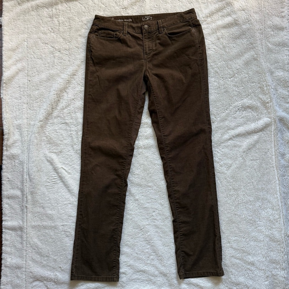LOFT Modern Straight Pants | Size‎ 8 | Brown Stretch Workwear